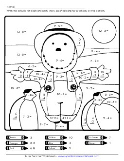 Basic Subtraction: Scarecrow Worksheet