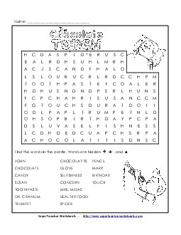 The Chocolate Touch Wordsearch  Book Chocolate Touch Worksheet