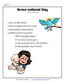 Sense-sational Day Poems Worksheet