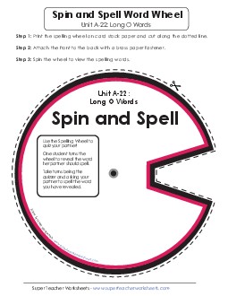 Spin and Spell (A-22) Spelling A Worksheet