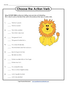 Sentences with Action Verbs Actionverbs Worksheet