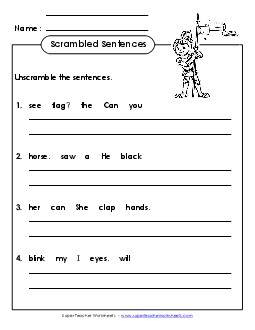 Scrambled Sentences (A-13) Spelling A Worksheet