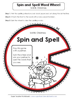 Spin and Spell (B-Christmas) Spelling B Worksheet