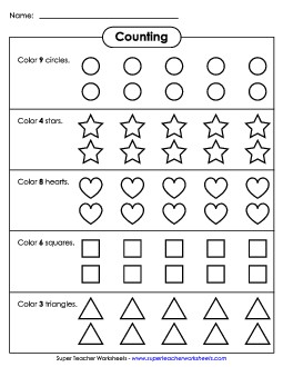 Count and Color (0-10) Counting Worksheet