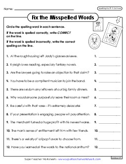 Correct or Incorrect? (F-9) Spelling F Worksheet