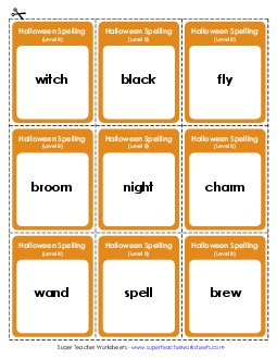 Flashcards (B-Halloween) Spelling B Worksheet