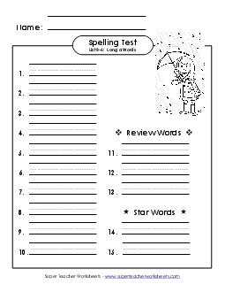 Spelling Test B-6 Spelling B Worksheet