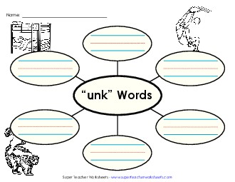 Word Web (-unk) Word Families Worksheet