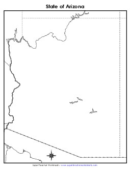 Arizona: Blank Map State Maps Worksheet