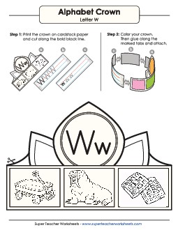 Crown: Letter W Alphabet Worksheet