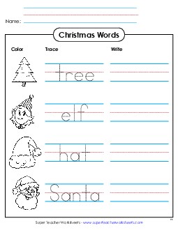 Trace and Write Christmas Worksheet