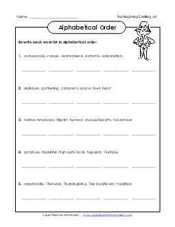 Alphabetical Order Spelling E Worksheet