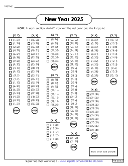 Mystery Graph Picture 2025 New Year Worksheet