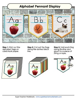 Alphabet Pennant Display: Full Color Worksheet