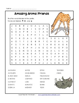 Unsolvable Animal Word Search Wordsearch Worksheet