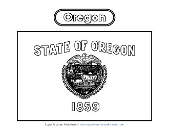 Oregon Flag Coloring Page States Individual Worksheet