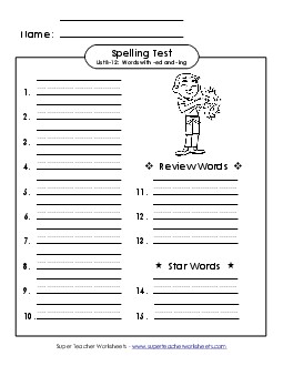 Spelling Test (B-12) Free Spelling B Worksheet