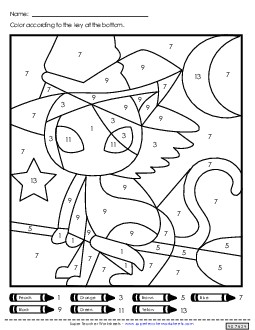 Double Mystery Picture (Color-by-Number) Halloween Worksheet