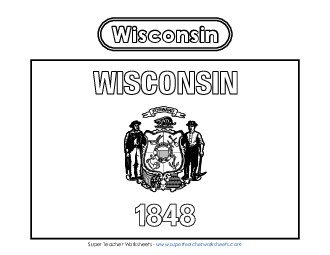 Wisconsin Flag Coloring Page States Individual Worksheet