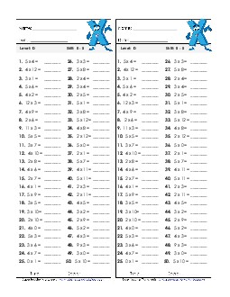 Timed Quiz 0-5 Multiplication Worksheet