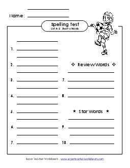 Spelling Test (A-5) Spelling A Worksheet