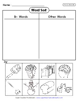 Word Sort (Cut and Glue) Phonics Blends Worksheet