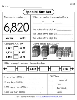 Special Number: 6,820 Worksheet