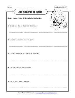 Alphabetical Order (C-17) Spelling C Worksheet