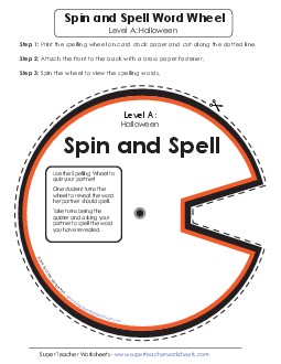 Spin and Spell (A-Halloween)  Spelling A Worksheet