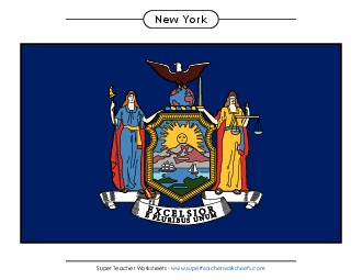 New York State Flag (Full-Color Version) States Individual Worksheet