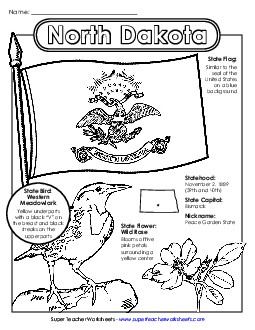 North Dakota State Symbols Coloring Page Free States Individual Worksheet