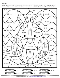 Triple Mystery Pic: Basic Division Bunny, Chick, or Egg Mystery Picture Worksheet