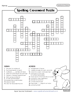 Crossword (Easter)  Spelling F Worksheet