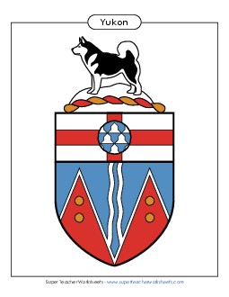 Yukon Coat of Arms (Full Colour) Canada Worksheet