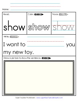 Worksheet 3: Show Free Sight Words Individual Worksheet