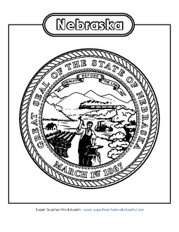 Nebraska State Seal (Black & White) States Individual Worksheet