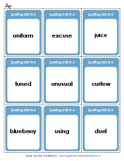 Flashcards (D-6) Spelling D Worksheet