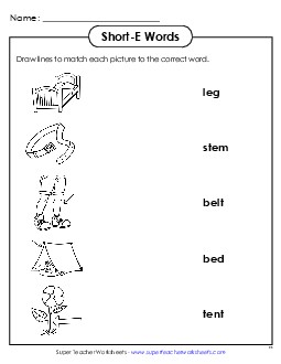 Matching Worksheet Phonics Long Short E Worksheet