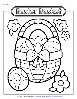 Coloring Page: Easter Basket Worksheet