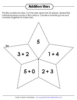 Addition Star Puzzles Worksheet