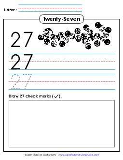 Trace, Print, Draw: 27 Counting Worksheet