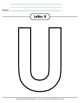 Outline - Uppercase U Alphabet Worksheet