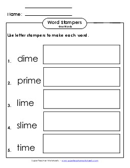 Letter Stampers Activity (-ime Words)  Word Families Worksheet