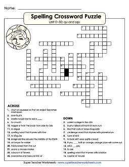 Crossword (D-30) Spelling D Worksheet