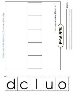 Large Cut-and-Glue: Could Sight Words Individual Worksheet