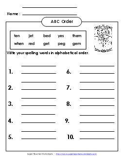 ABC Order - Write (A-2) Free Spelling A Worksheet