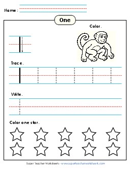 Number 1: Trace, Print, Color Free Counting Worksheet