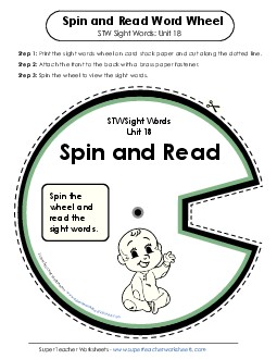 Spin and Read (Unit 18) Sight Words Worksheet