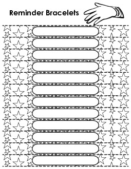 Blank Reminder Wristbands - Stars Worksheet