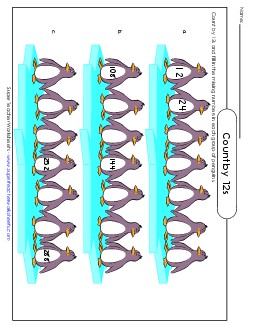 Penguins: Skip Counting by 12s Worksheet